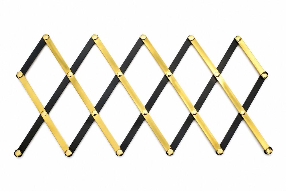 Sigg Metal Accordion Hanging Rack Hot Plate Trivet Expanding Gold Black Metal